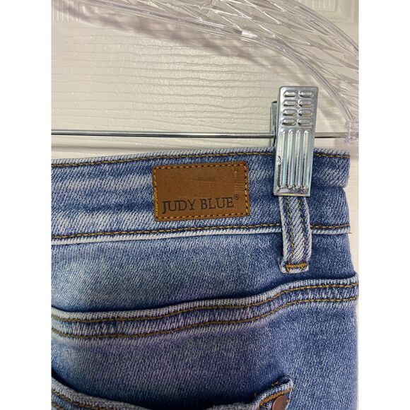 Judy Blue Jeans Women's Sz 27 Blue Boyfriend Fit Distressed Ripped Denim - Picture 10 of 13